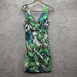 Plenty by Tracy Reese Women's Size 4 Green Tropical Print Sleeveless Dress Beach